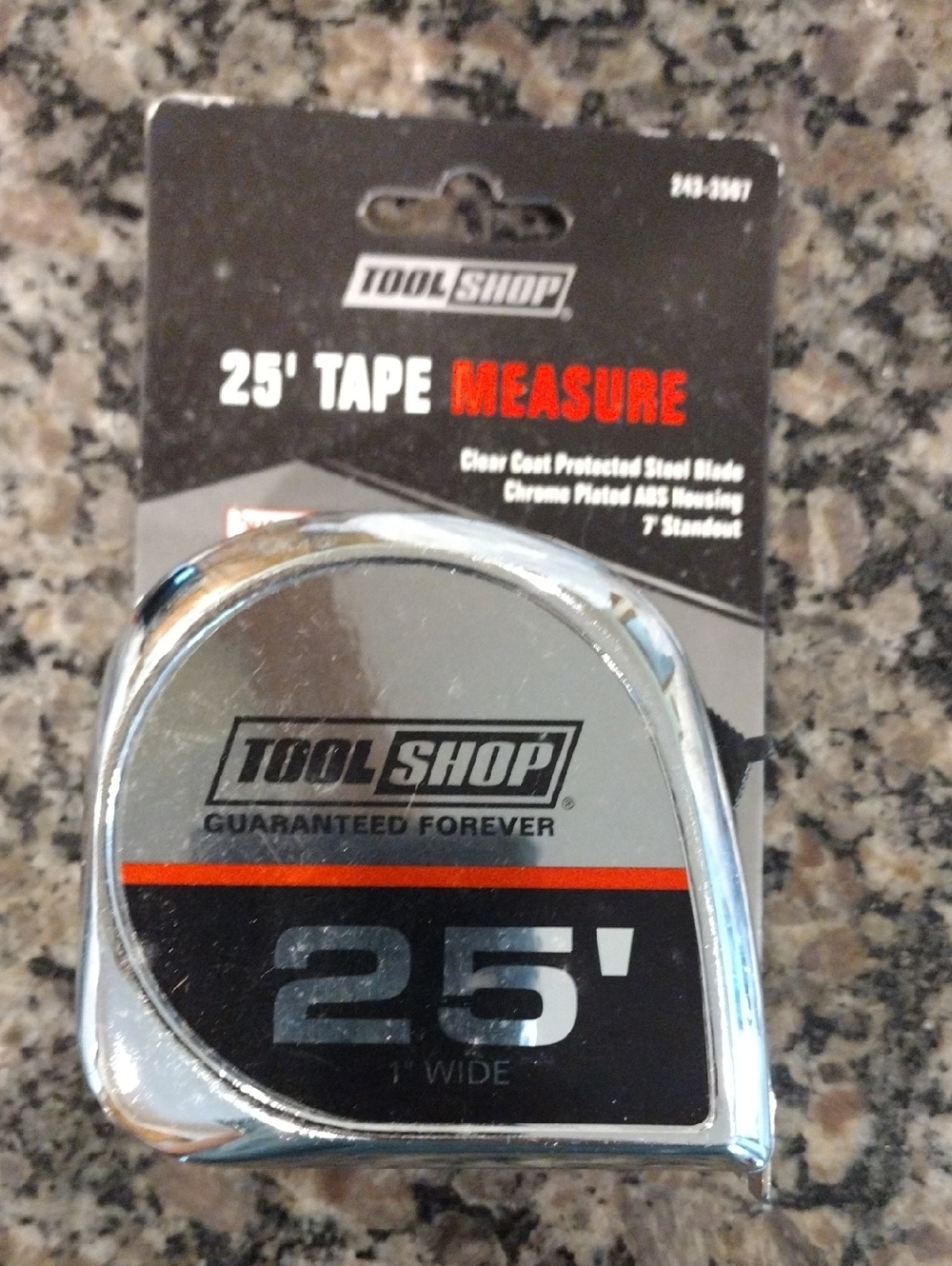 Tool Shop 25'  Chrome Tape Measure tape new with tags 1" wide